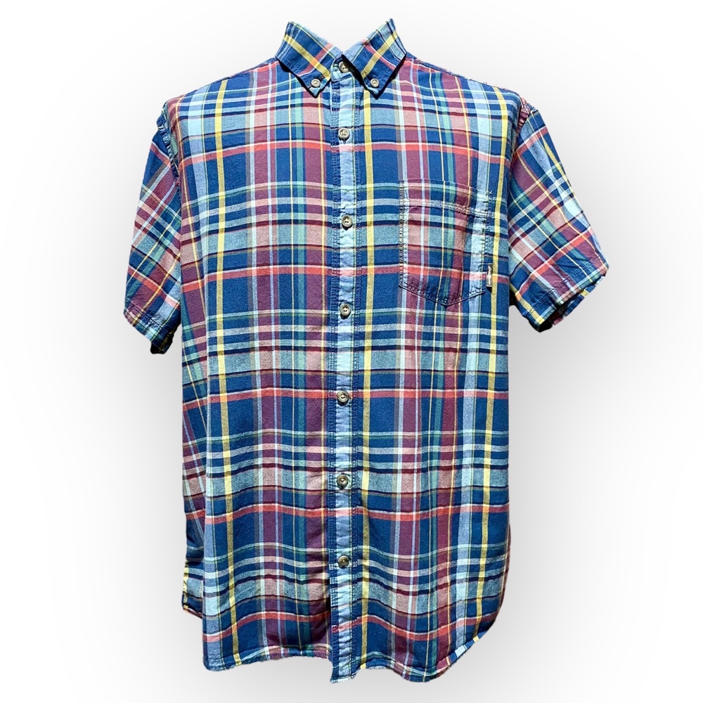 Eddie Bauer Classic Fit Plaid Short Sleeve Button Up Shirt Men’s XL